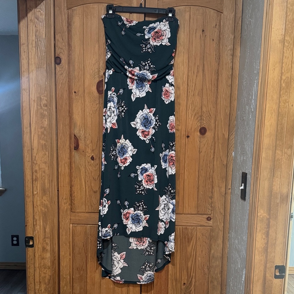 Maurices Black Floral High Low Dress